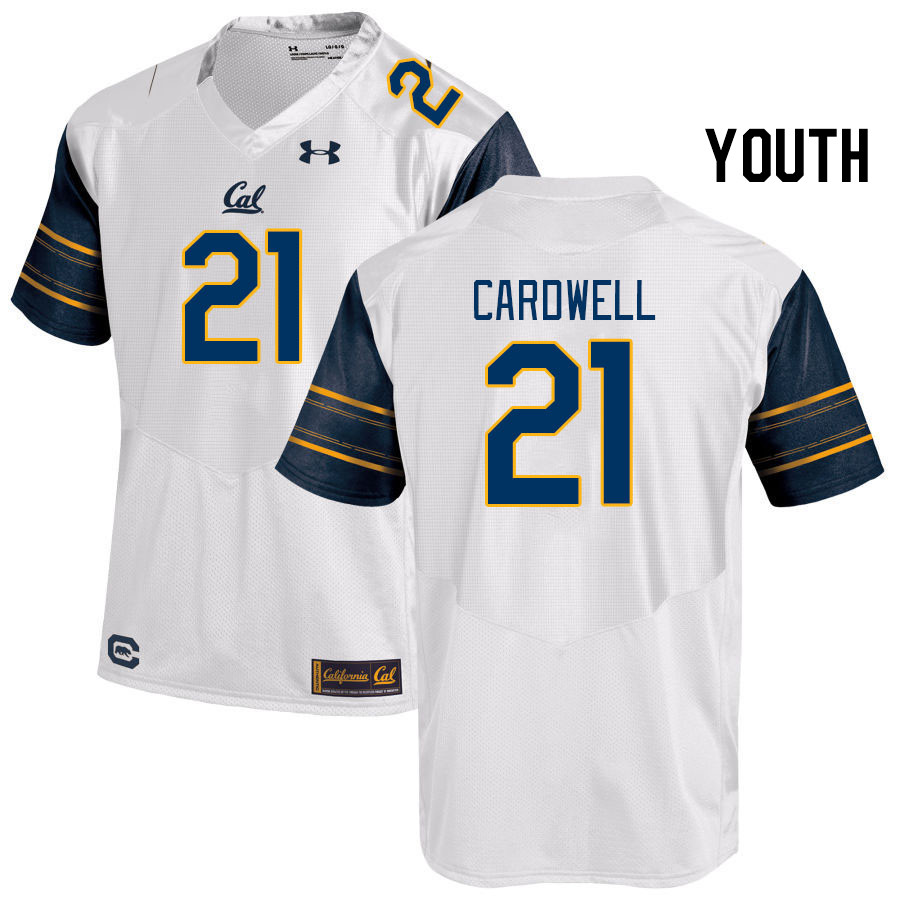 Youth #21 Byron Cardwell California Golden Bears College Football Jerseys Stitched Sale-White
